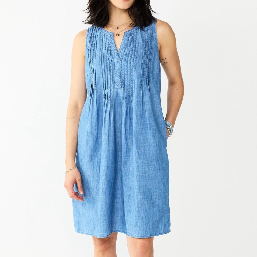 Women's Sonoma Goods For Life® Pintuck Linen-Blend Dress